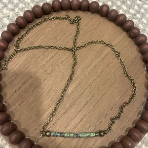 Turquoise Jasper and Bronze bar Necklace